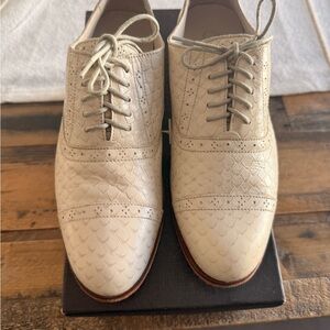 Cole Haan Cream Textured Oxfords